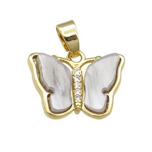 grey Resin Butterfly Pendant, gold plated, approx 13-18mm