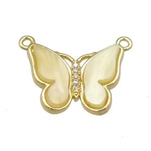 lt.yellow Resin Butterfly Pendant with 2loops, gold plated, approx 15-20mm