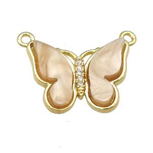 brown Resin Butterfly Pendant with 2loops, gold plated, approx 15-20mm