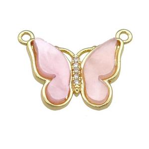 lt.pink Resin Butterfly Pendant with 2loops, gold plated, approx 15-20mm