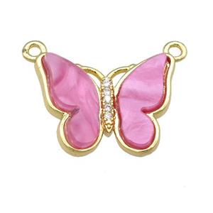 dp.pink Resin Butterfly Pendant with 2loops, gold plated, approx 15-20mm