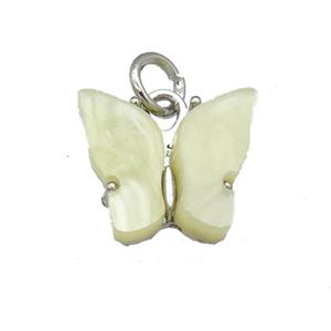 lt.yellow Resin Butterfly Pendant, platinum plated, approx 8-11mm