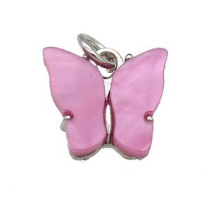 dp.pink Resin Butterfly Pendant, platinum plated, approx 8-11mm