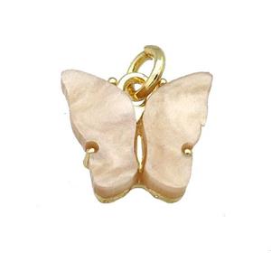 brown Resin Butterfly Pendant, gold plated, approx 8-11mm