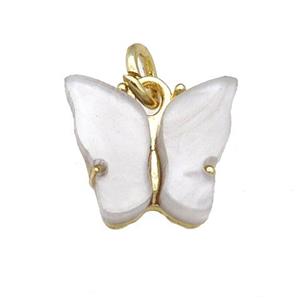 gray Resin Butterfly Pendant, gold plated, approx 8-11mm