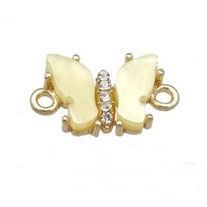yellow Resin Butterfly Connector, gold plated, approx 11-15mm