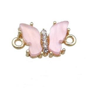 lt.pink Resin Butterfly Connector, gold plated, approx 11-15mm