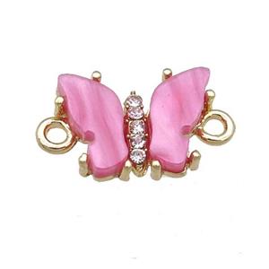 pink Resin Butterfly Connector, gold plated, approx 11-15mm