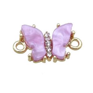 lavender Resin Butterfly Connector, gold plated, approx 11-15mm