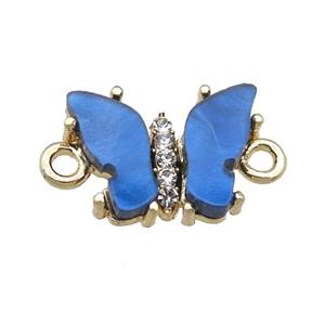 blue Resin Butterfly Connector, gold plated, approx 11-15mm