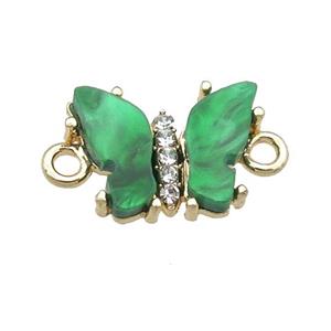 green Resin Butterfly Connector, gold plated, approx 11-15mm