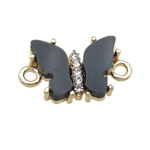 black Resin Butterfly Connector, gold plated, approx 11-15mm