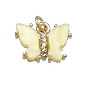 yellow Resin Butterfly Pendant, gold plated, approx 11-15mm
