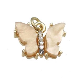 brown Resin Butterfly Pendant, gold plated, approx 11-15mm