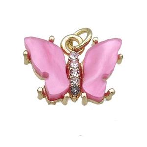 dp.pink Resin Butterfly Pendant, gold plated, approx 11-15mm