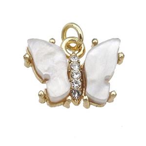gray Resin Butterfly Pendant, gold plated, approx 11-15mm