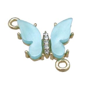 teal Resin Butterfly Connector, gold plated, approx 15-18mm
