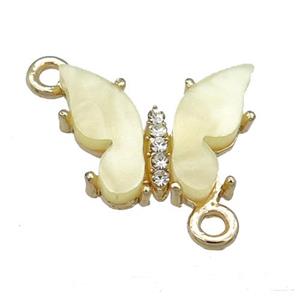 yellow Resin Butterfly Connector, gold plated, approx 15-18mm