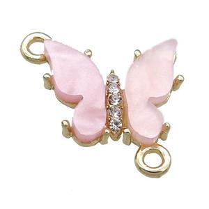 lt.pink Resin Butterfly Connector, gold plated, approx 15-18mm