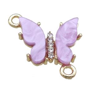 lavender Resin Butterfly Connector, gold plated, approx 15-18mm