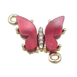 red Resin Butterfly Connector, gold plated, approx 15-18mm