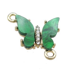 green Resin Butterfly Connector, gold plated, approx 15-18mm