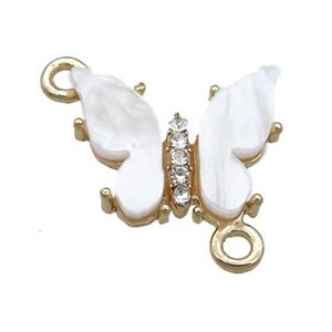 white pearlized Resin Butterfly Connector, gold plated, approx 15-18mm