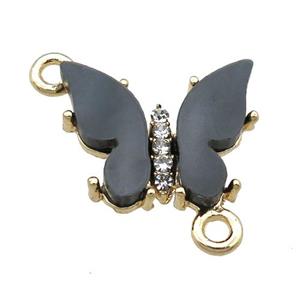 black Resin Butterfly Connector, gold plated, approx 15-18mm