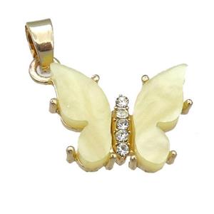yellow Resin Butterfly Pendant, gold plated, approx 15-18mm