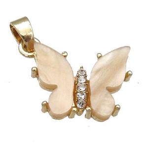 brown Resin Butterfly Pendant, gold plated, approx 15-18mm