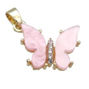 lt.pink Resin Butterfly Pendant, gold plated, approx 15-18mm