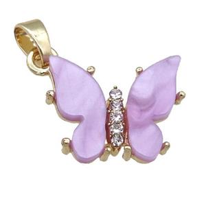 lavender Resin Butterfly Pendant, gold plated, approx 15-18mm