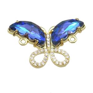 dp.blue Crystal Glass Butterfly Connector, gold plated, approx 18-30mm