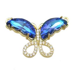 dp.blue Crystal Glass Butterfly Pendant with 2loops, gold plated, approx 20-30mm