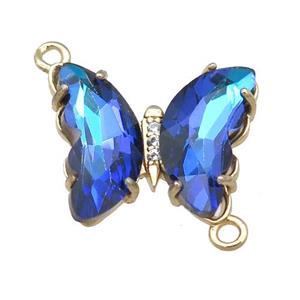 dp.blue Crystal Glass Butterfly Connector, gold plated, approx 12-15mm