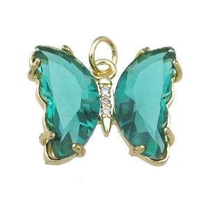 peacockgreen Crystal Glass Butterfly Pendant, gold plated, approx 15-18mm