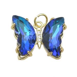 dp.blue Crystal Glass Butterfly Pendant, gold plated, approx 15-18mm