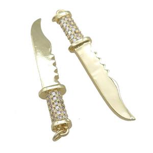 copper sword pendant pave zircon, gold plated, approx 8-45mm