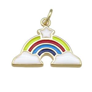 copper Rainbow charm pendant, enamel, gold plated, approx 13-20mm