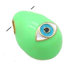 copper carapace pendant with Evil Eye, green enamel, gold plated, approx 14-20mm