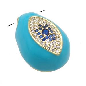 copper carapace pendant pave zircon with teal Enamel, gold plated, approx 15-20mm