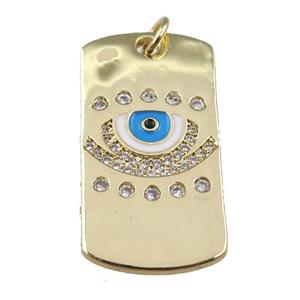 copper rectangle with enamel evil eye, gold plated, approx 15-29mm