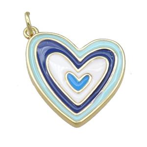 copper enamel heart pendant, gold plated, approx 20mm