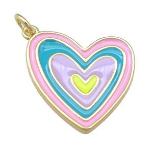 copper enamel heart pendant, gold plated, approx 20mm