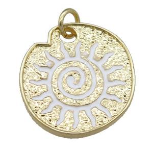 white Enamel Rebirth Symbols, copper pendant, gold plated, approx 22-24mm