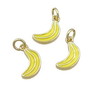 copper banana pendant with yellow enamel, gold plated, approx 11mm