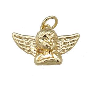 copper Cherub Angel pendant, gold plated, approx 12-19mm