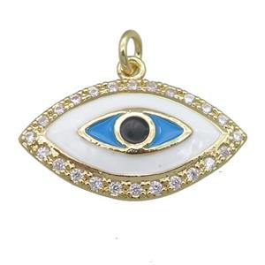 copper eye pendant pave zircon, enamel, gold plated, approx 14-25mm