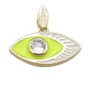 copper eye pendant with yellow enamel, gold plated, approx 11-22mm