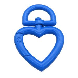 Alloy Carabiner Clasp with blue Lacquered Fired, heart, approx 32-47mm
